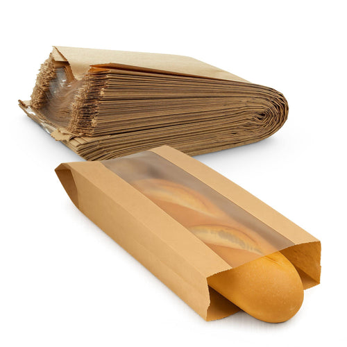 MT Products Brown Paper Bread Bags with Window