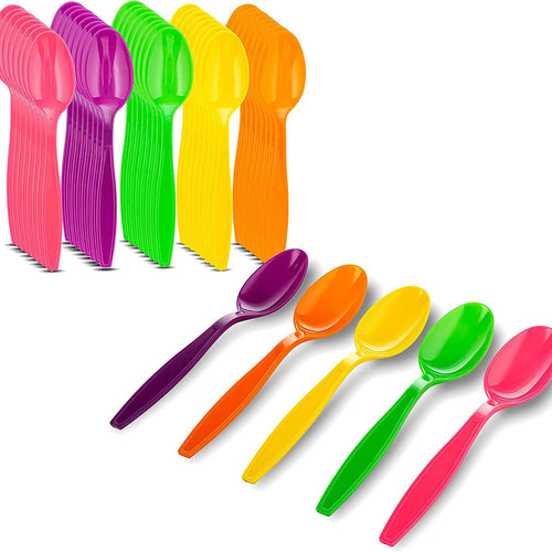 MT Products Assorted Colored Plastic Spoons