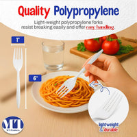MT Products White Plastic Forks for Dishes
