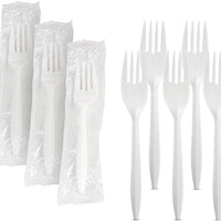 MT Products White Plastic Forks for Dishes