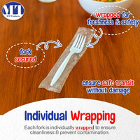 MT Products White Plastic Forks for Dishes